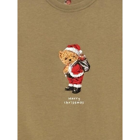 Cactus Boys “Merry Christmas” Teddy Short sleeved Tee, Khaki - Picture 3 of 9